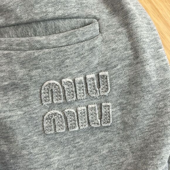 MIU MIU Embroidered Logo Joggers Track Pants Grey‎ Size Medium - Picture 7 of 16